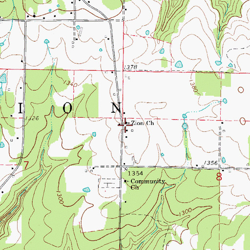 Topographic Map of Zion Baptist Church, AR