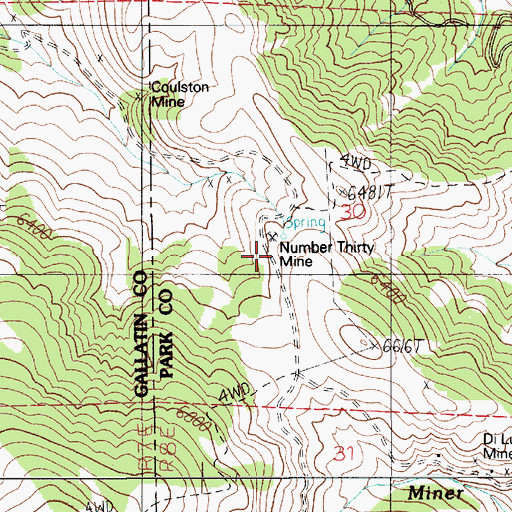 Topographic Map of Number Thirty Mine, MT