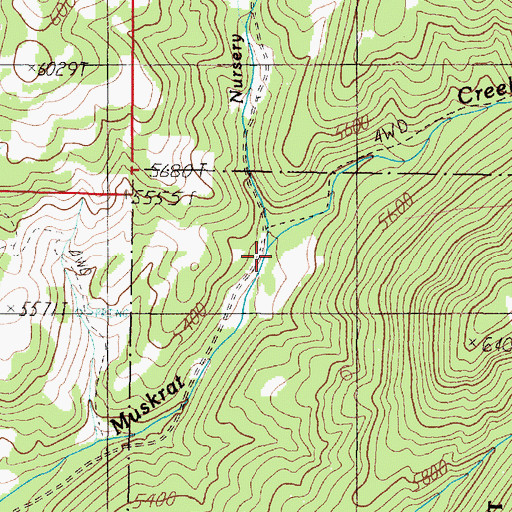 Topographic Map of Nursery Creek, MT