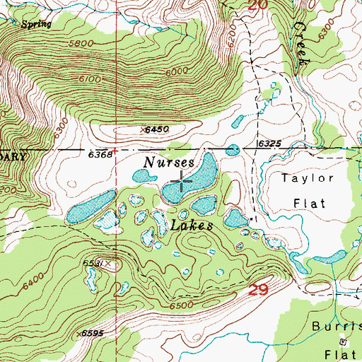 Topographic Map of Nurses Lakes, MT