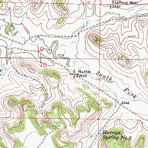 Topographic Map of Nutter Well, MT