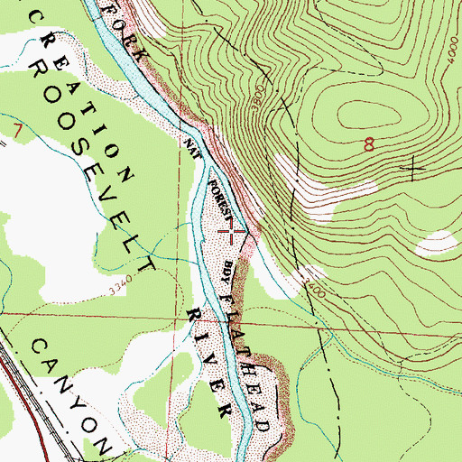 Topographic Map of Nyack Creek, MT