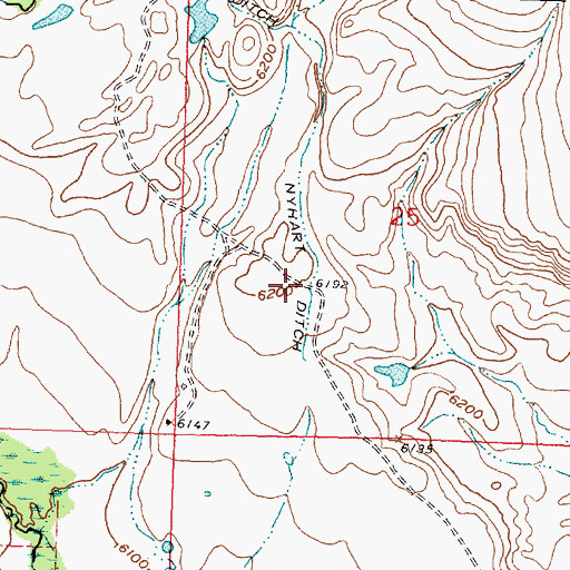 Topographic Map of Nyhart Ditch, MT