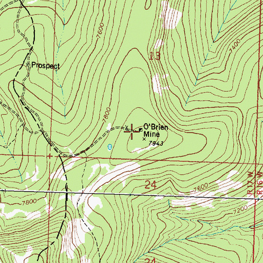 Topographic Map of O'Brien Mine, MT