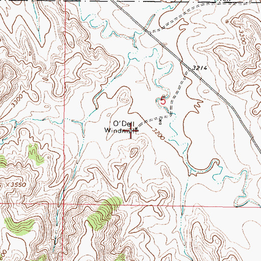 Topographic Map of O'Dell Windmill, MT