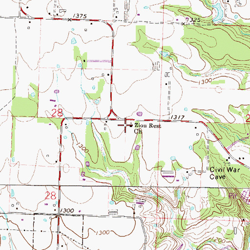 Topographic Map of Zion Rest Baptist Church, AR