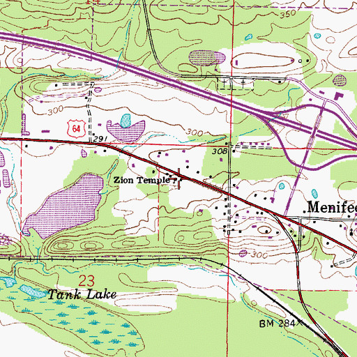 Topographic Map of Zion Temple Church of God, AR