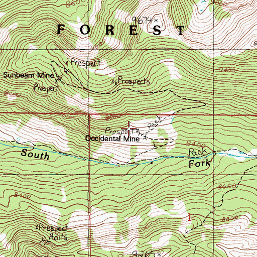 Topographic Map of Occidental Mine, MT