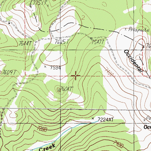 Topographic Map of Occidental Plateau, MT