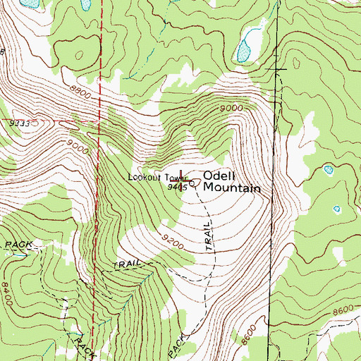 Topographic Map of Odell Mountain, MT