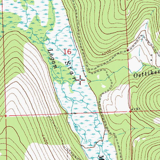 Topographic Map of Oettiker Creek, MT