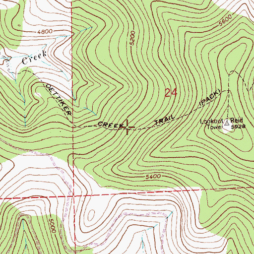 Topographic Map of Oettiker Creek Trail, MT