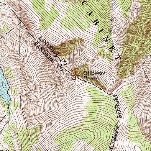 Topographic Map of Ojibway Peak, MT