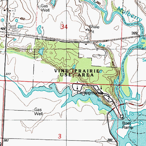 Topographic Map of Vine Prairie Public Use Area, AR