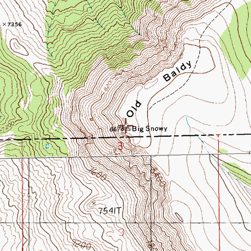 Topographic Map of Old Baldy, MT