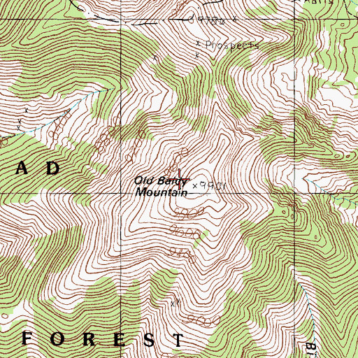 Topographic Map of Old Baldy Mountain, MT