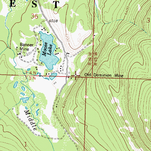 Topographic Map of Old Dominion Mine, MT