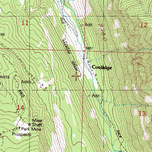 Topographic Map of Old Elkhorn Mine, MT