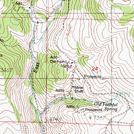 Topographic Map of Old Faithful Mine, MT