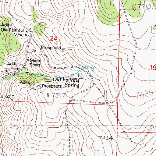 Topographic Map of Old Faithful Spring, MT
