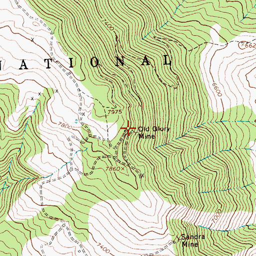 Topographic Map of Old Glory Mine, MT