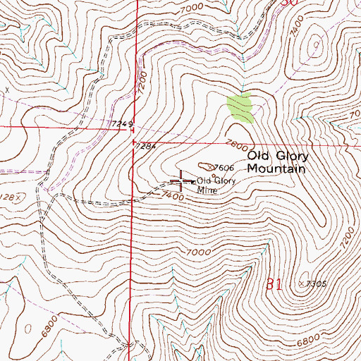 Topographic Map of Old Glory Mine, MT