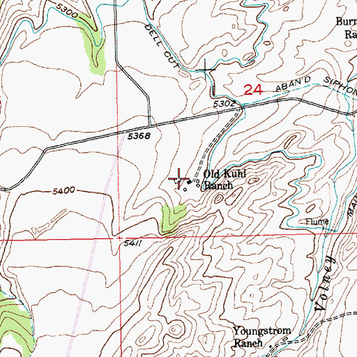 Topographic Map of Old Kuhl Ranch, MT