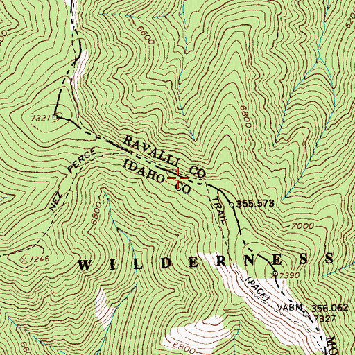 Topographic Map of Old Nez Perce Trail, MT