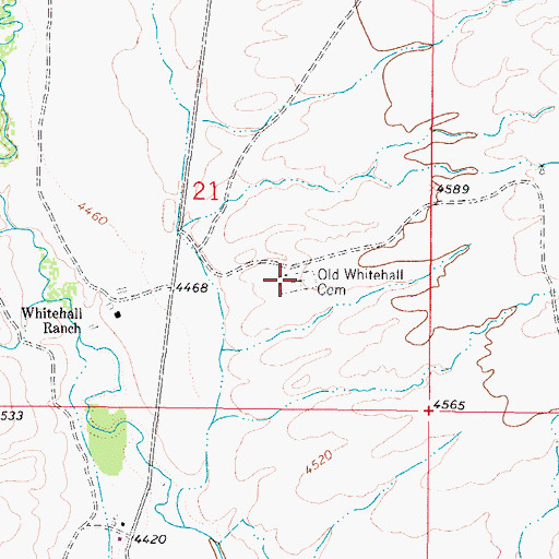 Topographic Map of Old Whitehall Cemetery, MT