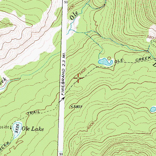 Topographic Map of Ole Creek Trail, MT