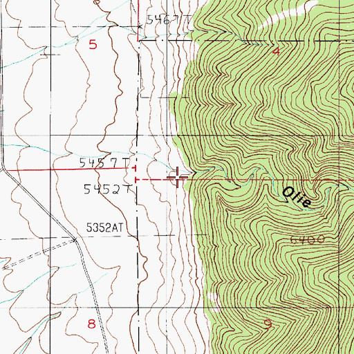 Topographic Map of Olie Canyon, MT