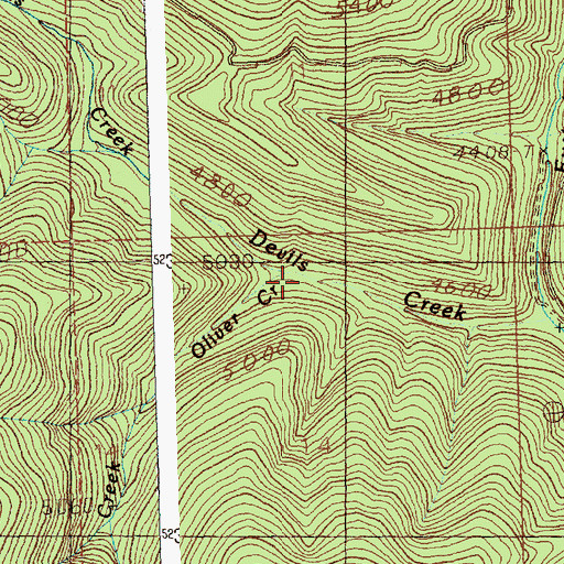 Topographic Map of Oliver Creek, MT