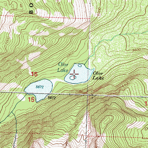 Topographic Map of Olor Lake, MT