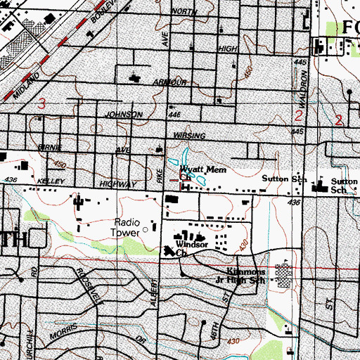 Topographic Map of Wyatt Memorial United Methodist Church, AR