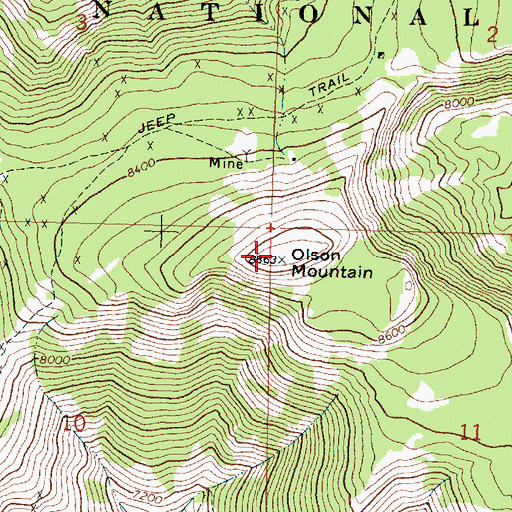 Topographic Map of Olson Mountain, MT