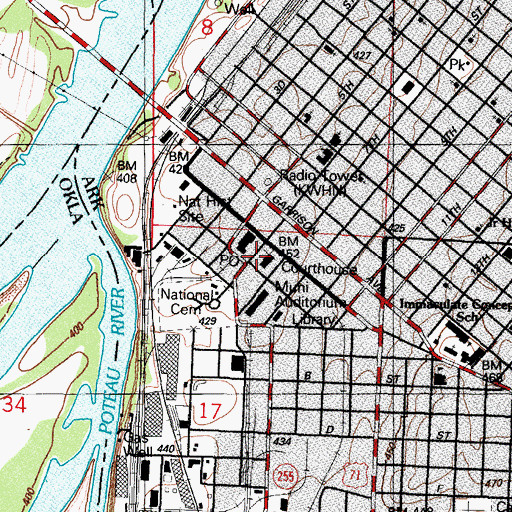 Topographic Map of Sebastian County Courthouse, AR