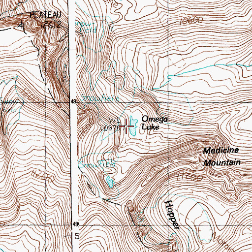 Topographic Map of Omega Lake, MT