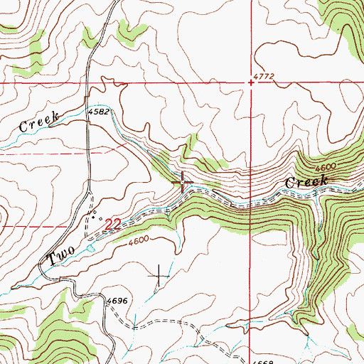 Topographic Map of One Creek, MT