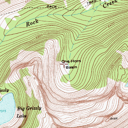 Topographic Map of One Horn Basin, MT