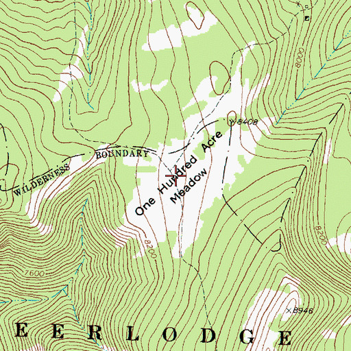 Topographic Map of One Hundred Acre Meadow, MT