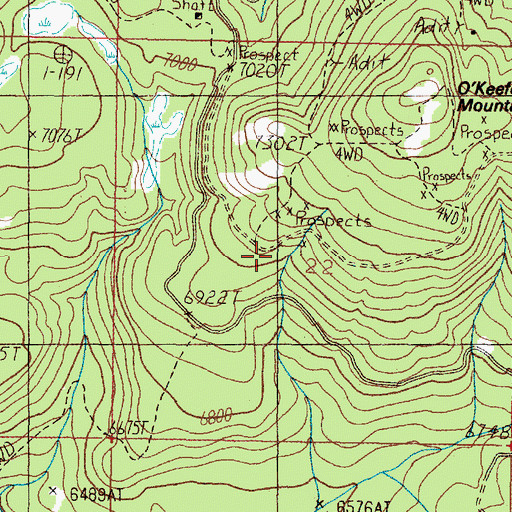 Topographic Map of Ontario Mine, MT