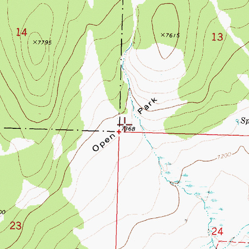 Topographic Map of Open Park, MT