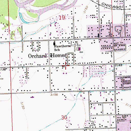 Topographic Map of Orchard Homes, MT