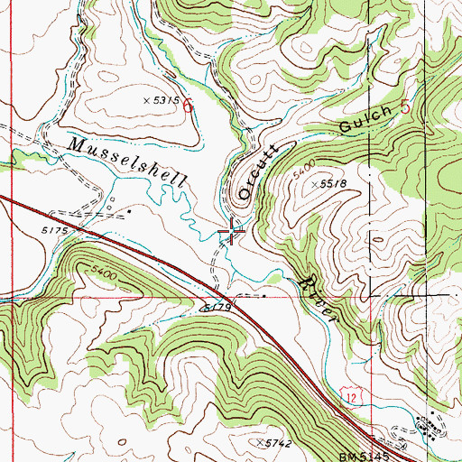 Topographic Map of Orcutt Gulch, MT