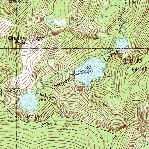 Topographic Map of Oregon Lakes, MT