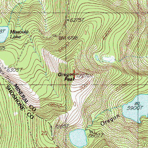 Topographic Map of Oregon Peak, MT