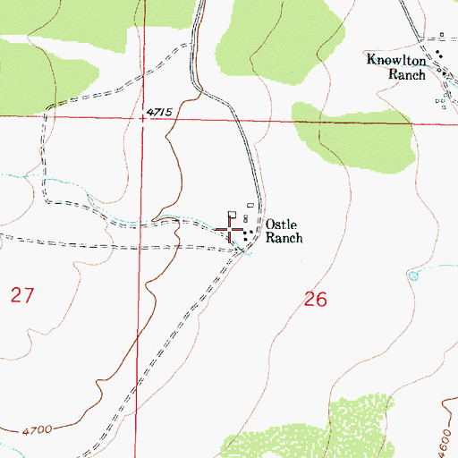 Topographic Map of Ostle Ranch, MT