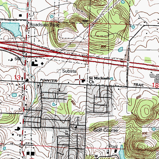 Topographic Map of Saint Michaels Church, AR