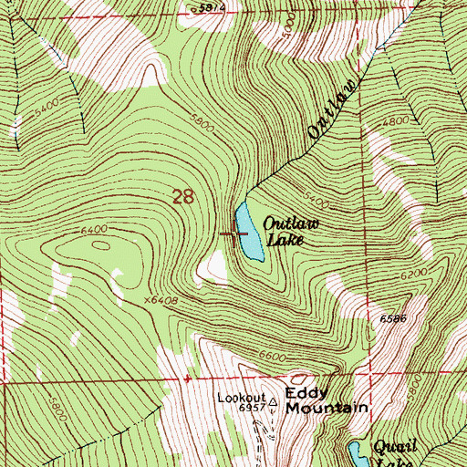 Topographic Map of Outlaw Lake, MT