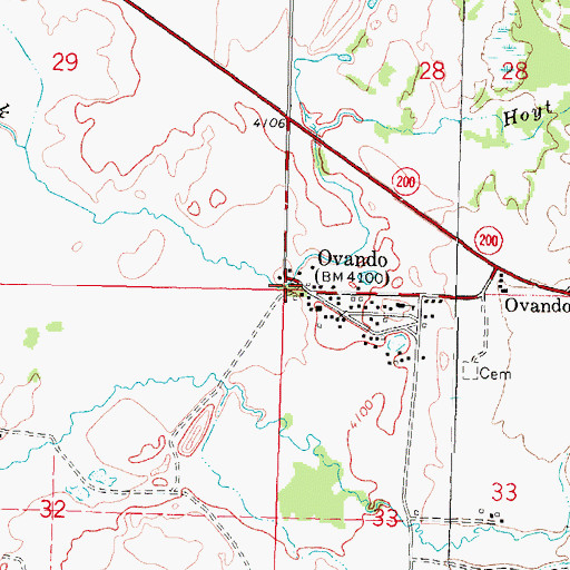 Topographic Map of Ovando, MT